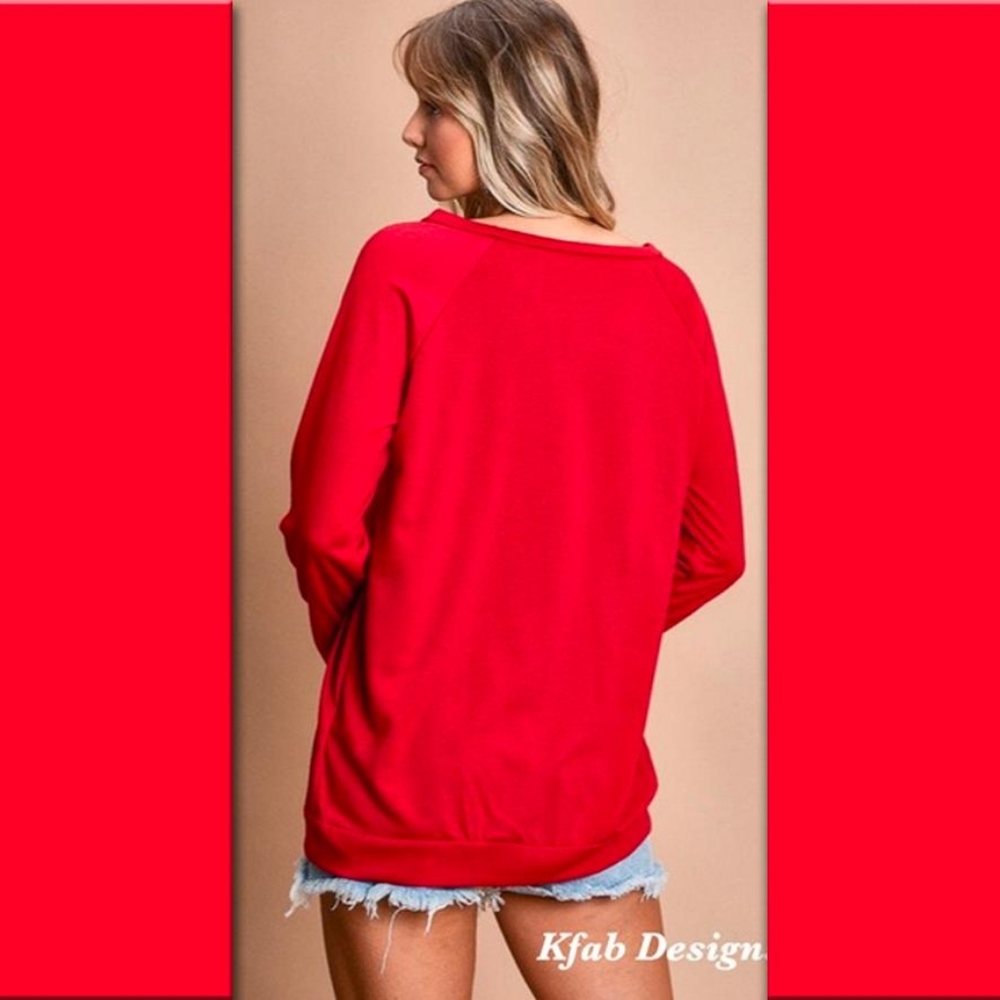 Soft French Terry LEOPARD HEART Pullover Top - Picture 3 of 6